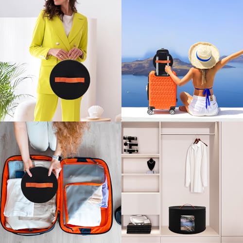 Chenille Letter Bow Mouse Ears Travel Case, Large Round Tote Storage Box - color: Black