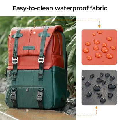 K&F CONCEPT Camera Backpack, 20L Camera Bags for Photographers - color: 06-orange Green