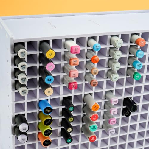 SANFURNEY Marker Pen Organizer Holder for 240 Markers - size: Rack for 240 Markers - White