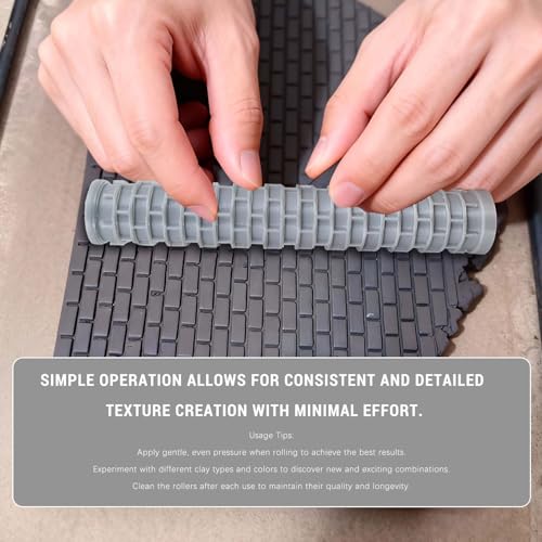 2 Pieces Polymer Clay Texture Rollers - Brick & Cracked Patterns for DIY Crafts, Pottery, and Earring Making