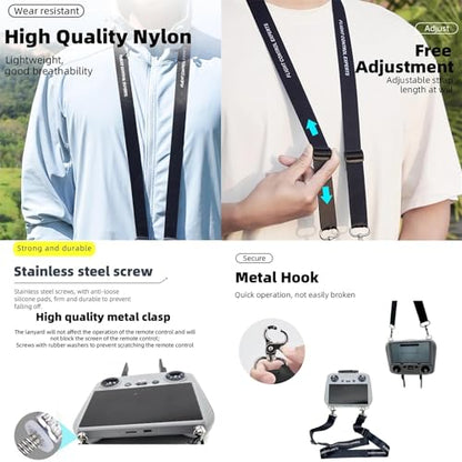 Silicone Case Cover + Thumb Rocker Sticks + Nylon Lanyard Neck Strap for DJI RC 2 Accessory Bundles for DJI Avata 360 Mini 5 Pro MINI 4 Pro Air 3S AIR 3 Flip Drone RC2 Controller(Grey) - color: Grey