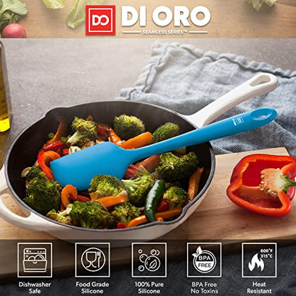DI ORO Large Silicone Spatula - 600F Heat Resistant, Blue - color: Blue