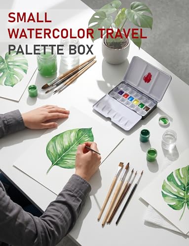 DUGATO Small Empty Watercolor Palette Tin with Lid, Holds 20 Half Pans - size: Small