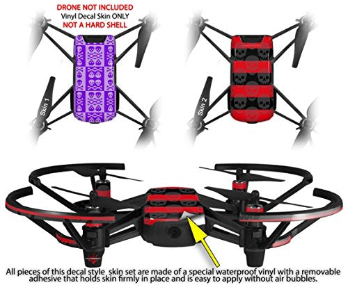 Skin Decal Wrap 2 Pack Compatible with DJI Ryze Tello Skull and Crossbones Pattern Purple Drone NOT Included