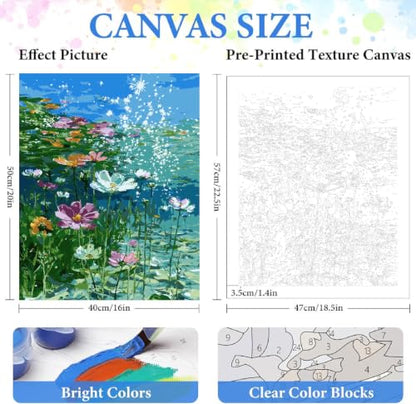 ZRIZQ Paint by Numbers Kit for Adults Beginner,Flower in Water,16x20 - color: 16"X20"Rolled Canvas-Flower in Water