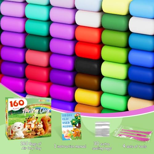 MuseLuxe 160 Colors Air Dry Clay Kit with Sculpting Tools - color: 160 Colors
