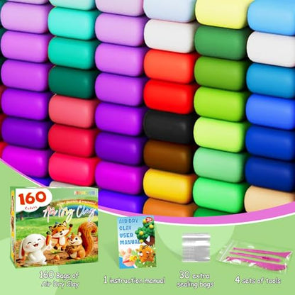 MuseLuxe 160 Colors Air Dry Clay Kit with Sculpting Tools - color: 160 Colors