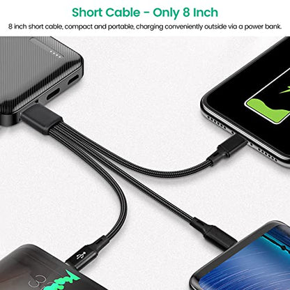 3-in-1 Charging Cable for Rode Wireless Pro, Go 2, Go 3 Microphones, 8-Inch - size: 8-Inch