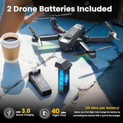 WeFone 4K Drone with 4.5" Screen Foldable GPS WF33 Under 249g Adults Black - style: screen drone