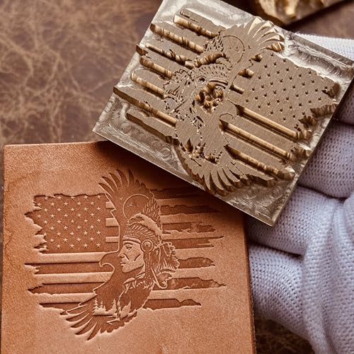 Native American Chief Leather Stamps Set, 6pcs Brass Leather Embossing Molds, Western Style Leather Heat Stamp, Wood Branding Iron Mold
