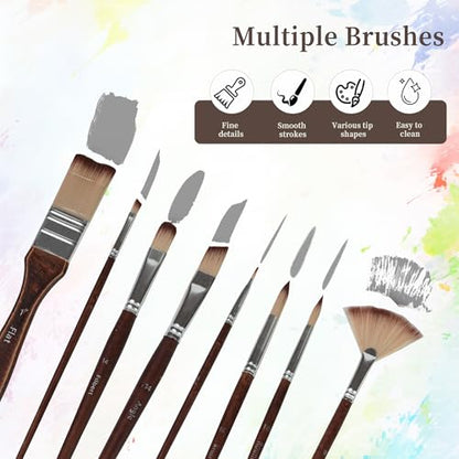 26pcs Paint Brush Set, Acrylic Paint Brushes, Acrylic Brush for Watercolor