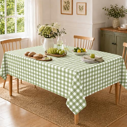 3 Pcs Sage Green Gingham Tablecloths, Checkered Table Covers 54 x 108 Inch - color: Sage Green