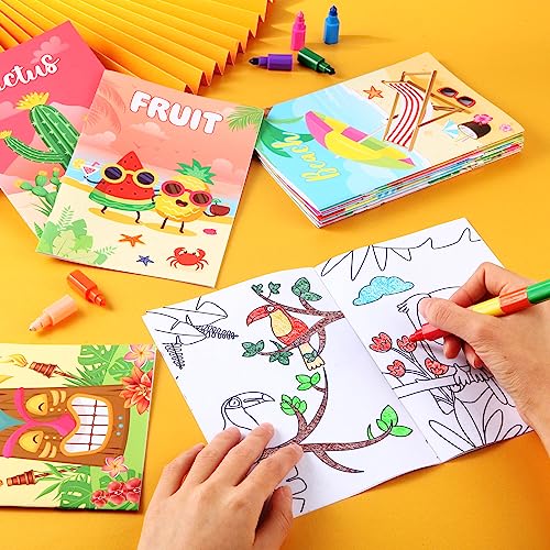 BenLouis 24 Summer Mini Coloring Books with 24 Crayons for Kids Bulk - style: Summer