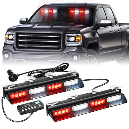 XRIDONSEN 2 in 1 2x 14 inch Strobe Light Bar - color: Red/White