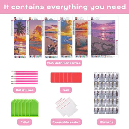 DOTSOPS 6 Pack Beach Diamond Painting Kits for Adults Art Painting Kits - color: Beach