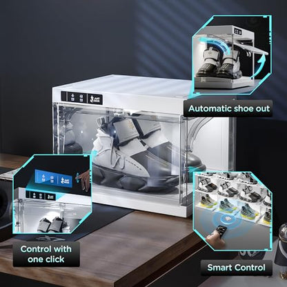 ANTBOX Shoe Organizer LED Smart Control,Auto-Shoe Boxes Clear Plastic Stackable for Sneaker Display Case and Collection Crate,Auto-Opening Shoe Storage Box (4pack) White - size: 4pack