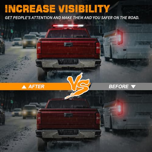 XRIDONSEN 28.4" 80 LED Roof Emergency Lights Red White Strobe Light Bar - color: Red/White/Red/White