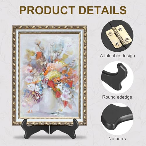 MECCANIXITY 2Pcs Wooden Easel Plate Holder, 12" Small Wood Easels Folding - color: Black, size: 12"
