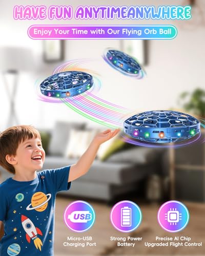 Hand Operated Drone for Kids or Adults,360° Hands UFO Drone - color: Blue