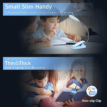 VAVOFO Rechargeable Reading Light, Clip on Book Light for Reading in Bed - color: Light Blue