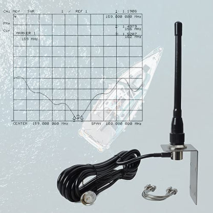 HYS VHF Marine Antenna Low-Profile 156-163MHz w/16.4ft(5m) Cable with PL259