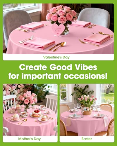 Pureegg Plastic Table Cloth Disposable 6 Pack, 84 Inch Round, Pink - color: Pink, size: 84" Round