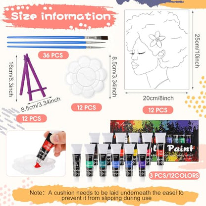 Sherr 108 Pcs Lady Sip and Paint Kit, Pre Drawn Canvas for Adults - style: Lady