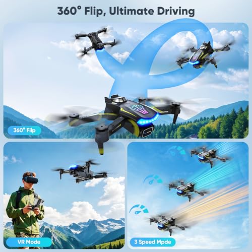 Drone with Camera-Drone for Kids with Cool Lights & 2 Batteries - color: Black and Gray