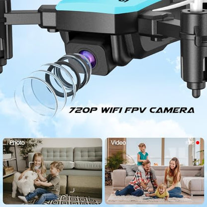SIMREX Mini Drone with 720P Camera for Kids & Beginners - Foldable RC Quadcopter, Optical Flow Positioning, Altitude Hold, 3D Flip, 2 Batteries 20Min Flight, Safe & Easy Indoor Outdoor Flying Toy Gift (NEW BLUE) - color: Blue