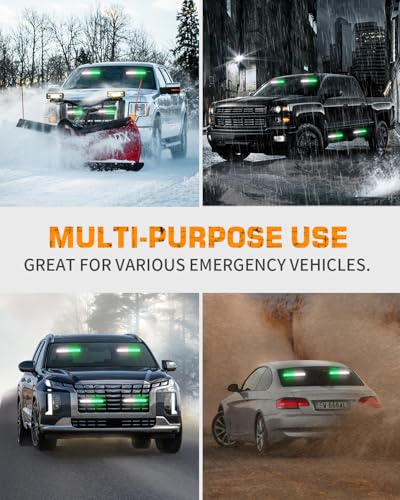 XRIDONSEN 2x 10.7 inch Strobe Light Bar 24 LED Green White Emergency Lights - color: Green/White