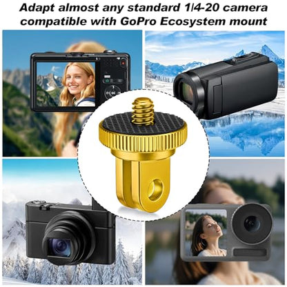 Frienda 4 Pcs Tripod Adapter Compatible with Gopro 1/4-20, Gold - color: Gold
