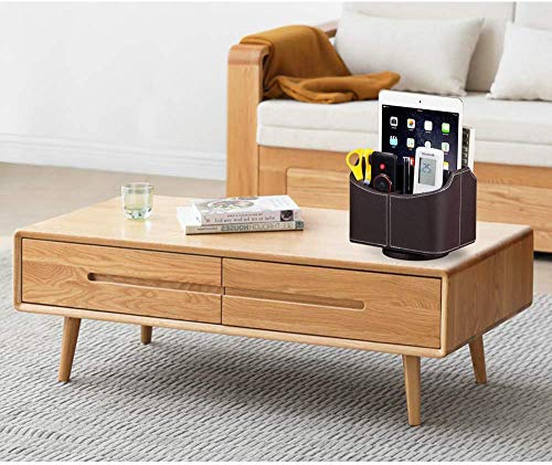 PU Leather 360° Rotatable Remote Control Holder,Nightstand TV Remote Caddy - color: A Brown