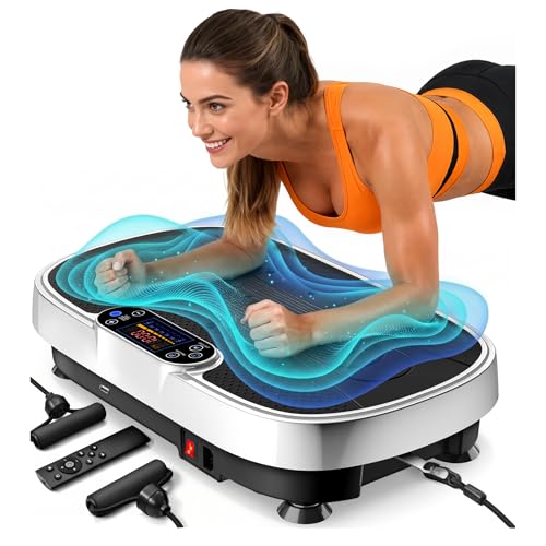 Renoj 3D Vibration Plate Exercise Machine, 200W Motor, 455lbs Capacity - color: Silver and Black