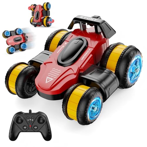 High Speed Drift RC Stunt Deformation Car, Children's Gift Festival Gift - color: Red and Yellow