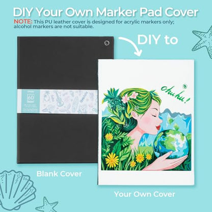 Ohuhu 8.5"x11" Double-Sided Bleedproof Marker Pad Art Sketchbook 60 Sheets - size: 8.5" x 11"