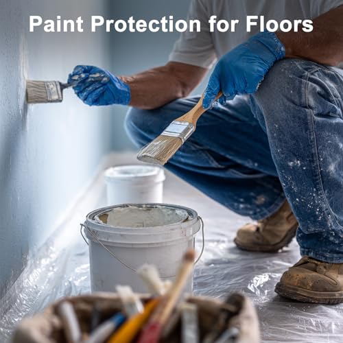 6pcs 9x12ft Painter Plastic Drop Cloths Sheet,Waterproof Anti-dust Cover, Disposable Tarp for Painting for Couch/Furniture Cover - size: 6pack