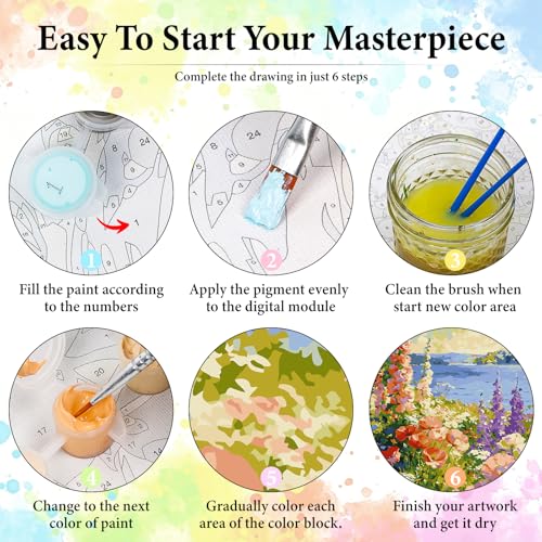 Dawnsphere Flowers Paint by Numbers Kit for Adults Without Frame 16x20 in - color: OP-US06