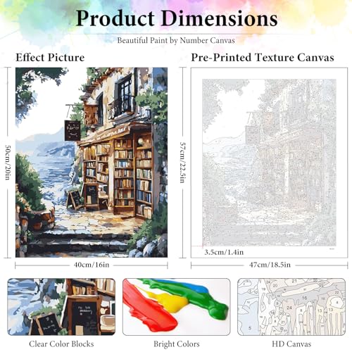 Dawnsphere Bookshop Paint by Numbers Kit for Adults Without Frame 16x20 in - color: OP-US08