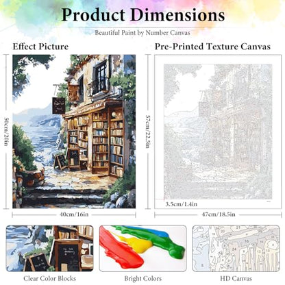 Dawnsphere Bookshop Paint by Numbers Kit for Adults Without Frame 16x20 in - color: OP-US08