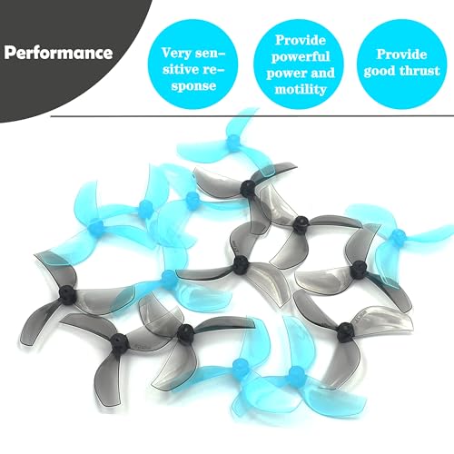 RC Propeller Gemfan 45mm 3-Blade Propeller for RC FPV Drone(Grey+Blue) - color: Grey+blue