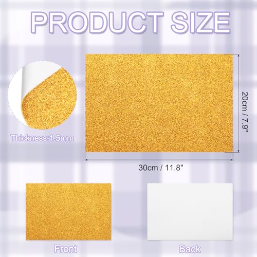 uxcell Foam Sheets 5Pcs 8x12Inch EVA Self-Adhesive Sparkle Gold Glitters - color: Gold