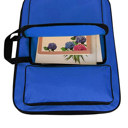 A3 Art Portfolio Carry Case Bag Drawboard Storage Portable Shoulder Tote - color: Dark Blue