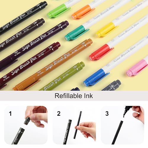 Fudenosuke Brush Pen - 16 Colors Calligraphy Brush Pens for Hand Lettering, Calligraphy, Drawing, Writing, Journaling GC-SB16