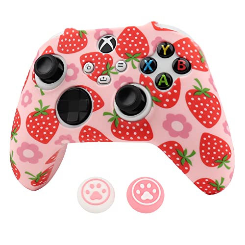 RALAN Controller Skin for Xbox Series, Anti-Slip Silicone Controller Cover Protector Case Compatible for Xbox Series Wireless/Wired Gamepad Joystick with 2 Cute Thumb Grips Caps - color: Pink