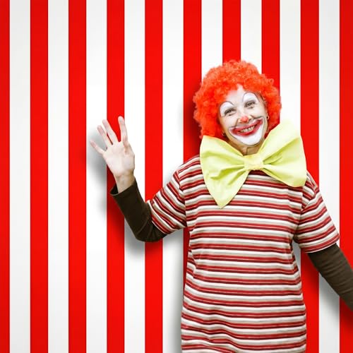 Oudain 54 Inch x 100 ft Red and White Striped Tablecloth Roll Cutter Box - style: Red and White
