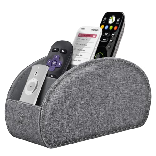 FINTIE Remote Control Holder with 5 Compartments Vegan Leather - color: Gray