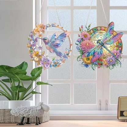 AIBOERL 2 Pack Diamond Art Kits for Adults, Bird Acrylic Hanging Suncatcher - color: DP03257