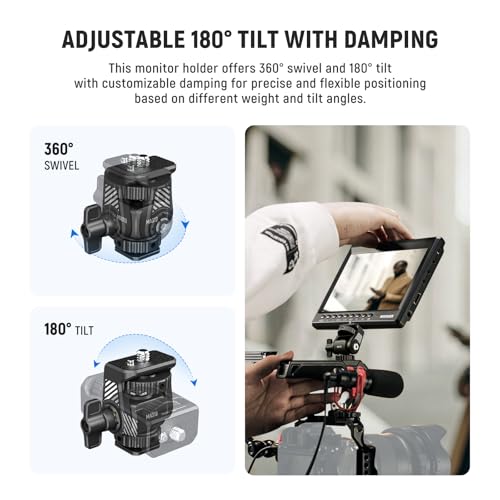 NEEWER Field Monitor Mount Holder with Cold Shoe Adapter 360 Swivel 180 Tilt Anti Twist Screw/Cleaning Cloth, Compatible with Atomos Ninja 5"/7" Camera Monitor Compatible with SmallRig Cam Cage, MA019 - style: MA019