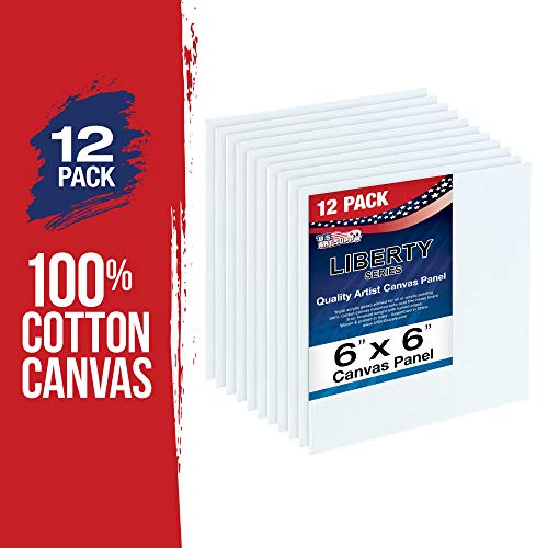 U.S. Art Supply 6 X 6 Inch Art Canvas Board Panels 12 Pack - 8 Ounce - size: 6" x 6"