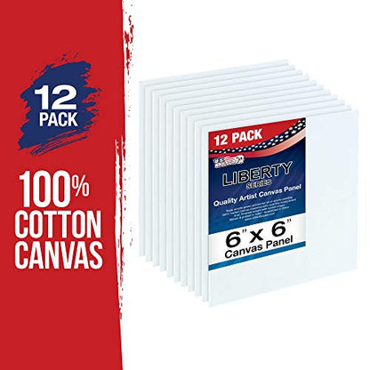 U.S. Art Supply 6 X 6 Inch Art Canvas Board Panels 12 Pack - 8 Ounce - size: 6" x 6"